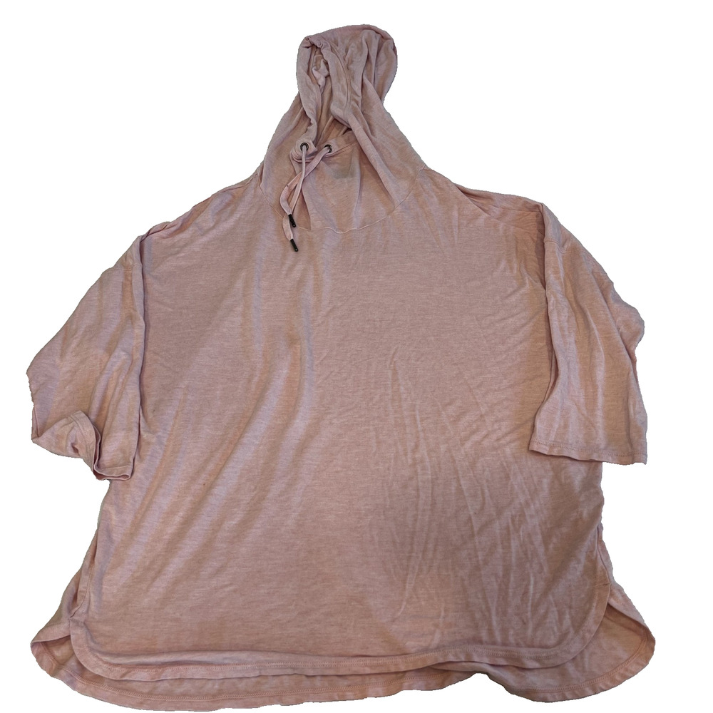 Avia Womens Hooded Pullover Pink Short Sleeve Size L Athleisure